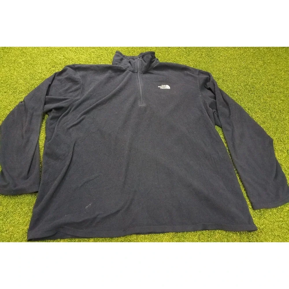 The‎ North Face Fleece Sweatshirt Mens XL Black Logo Quarter Zip Outdoor Winter